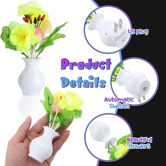⭐️HOST PICK⭐️Flower Wall Night Light with Auto Sensor 7 Color Change - Picture 2 of 5